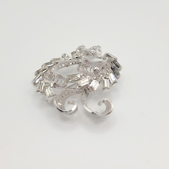 Silver Brooch with Rhinestones - Picture 3 of 10